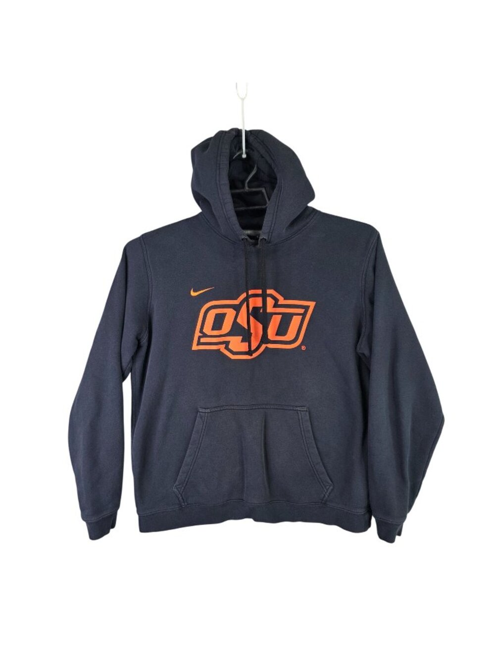Mens Nike Black & Orange OSU Hoodie Drawstring Cotton Blend Stretch Size L